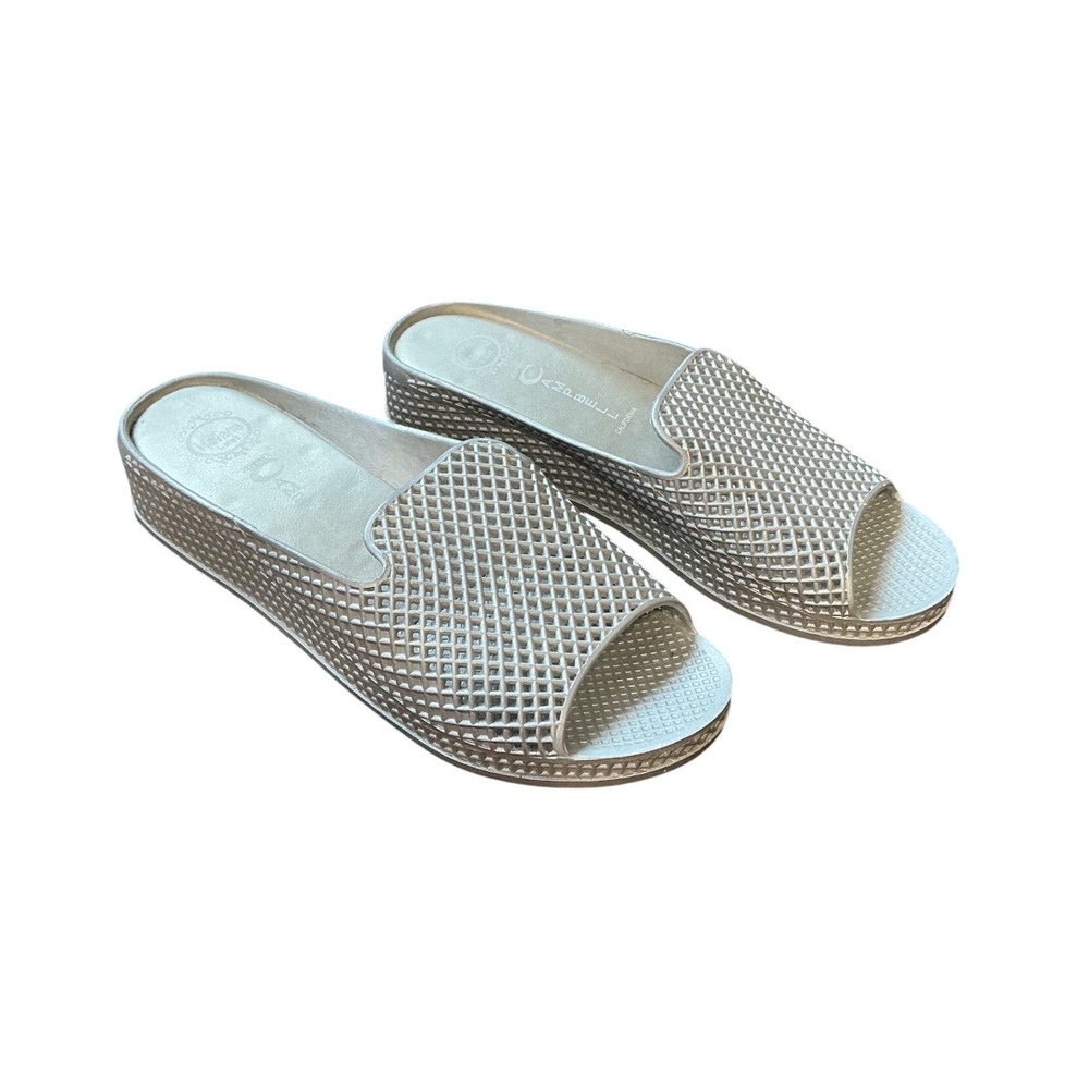 Jeffrey Campbell Havana Last Silver Metallic Lattice Platform Slide Sandals 10